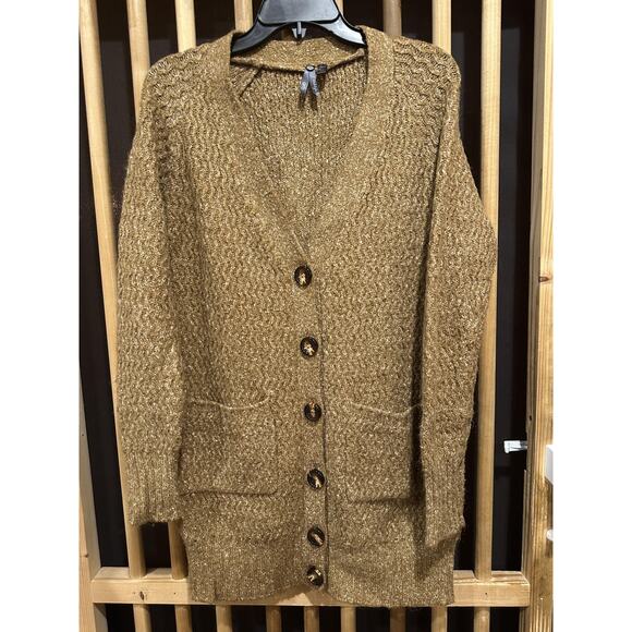 Orb Life Cardigan Sweater Womens Small Brown Button Front Knit Pockets Cozy Soft - Picture 1 of 7